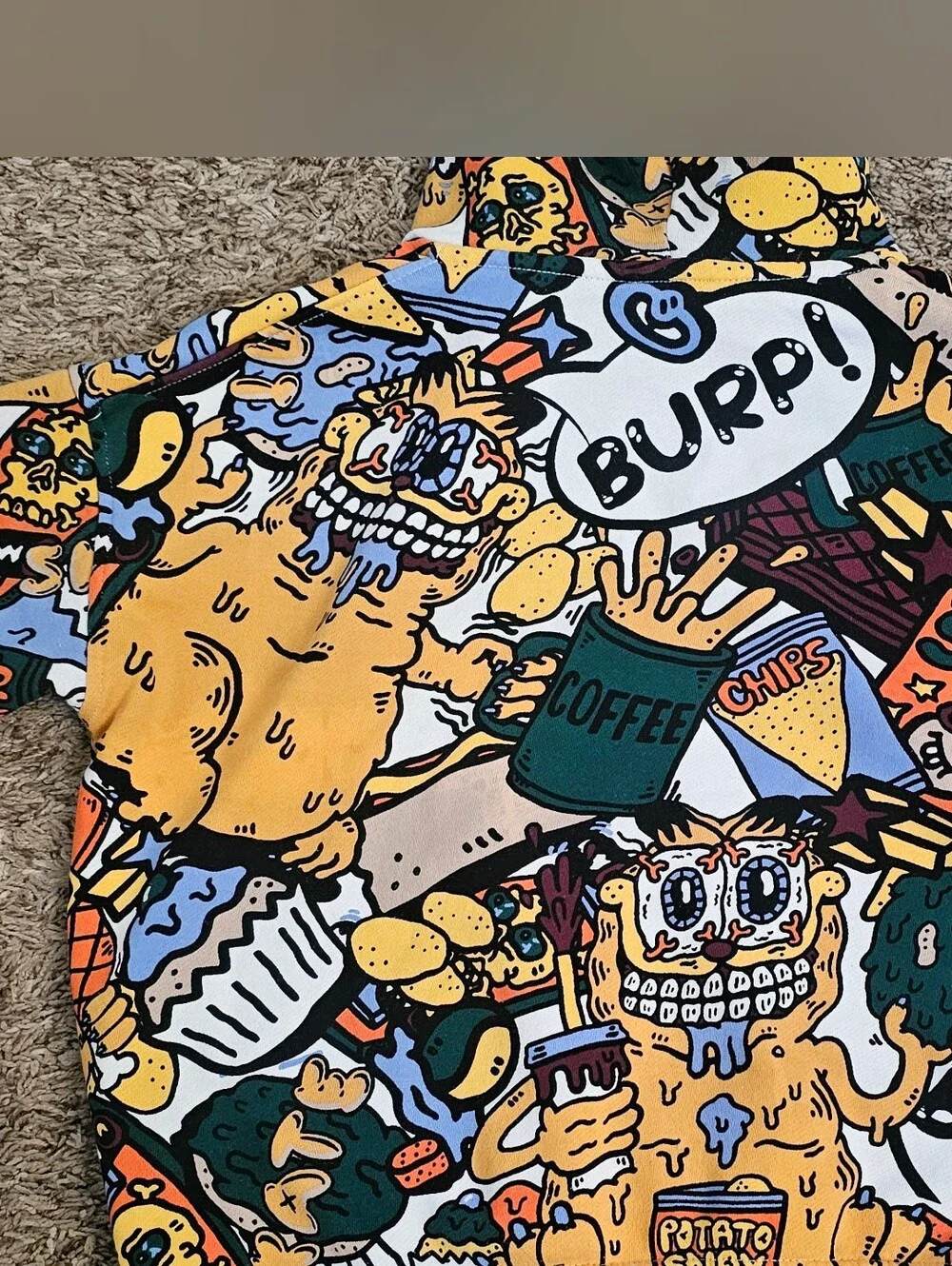 H&M Colorful Garfield Hoodie M Sweatshirt Boy Medium Youth hood cartoon print 12